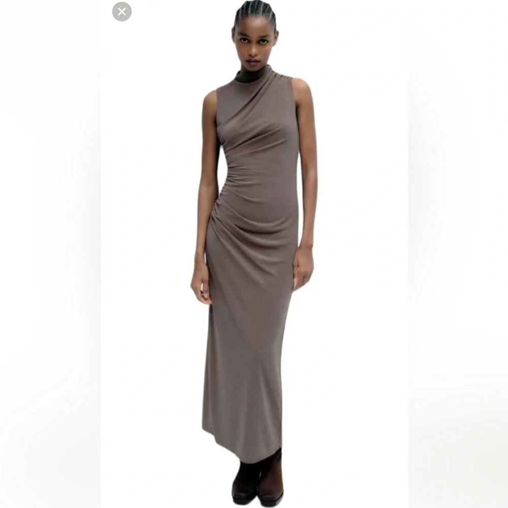 zara grey dress long sleeve ZARA Black Suede Dress (Mini Dress) – THE GREY AREA main image 0
